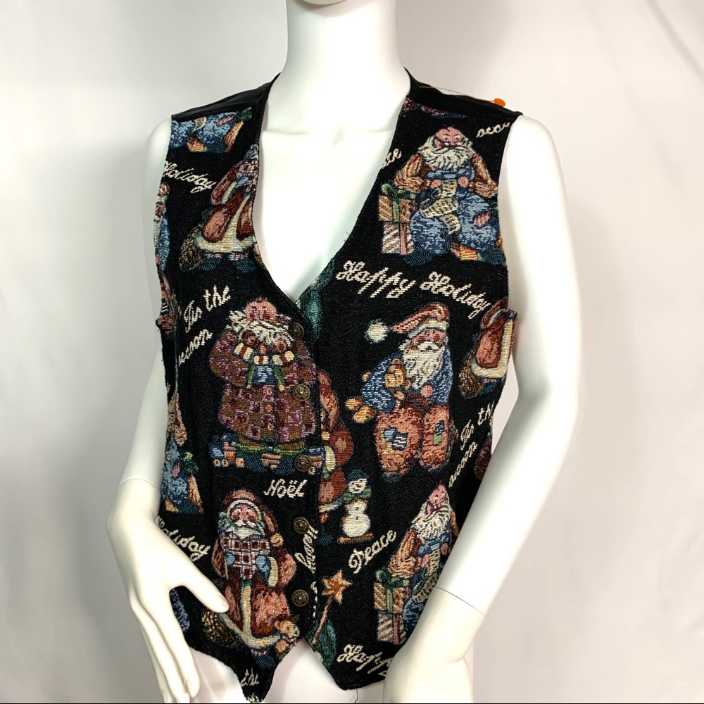 Tacky Christmas Sweater Vest Santa Claus Holiday M